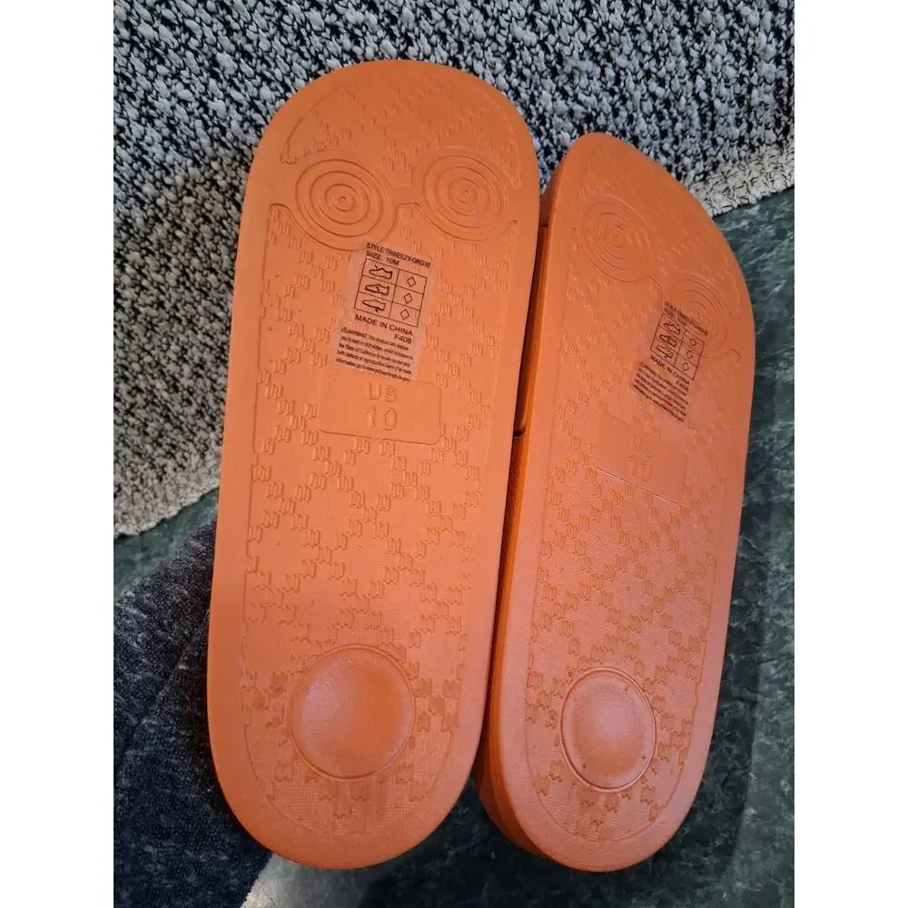 True Religion TR Weezy Slides Mens Size 10 Orange White Slip On Sandals NWT
